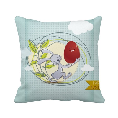 

Happy Easter Festival Bunny Leaves Square Throw Pillow Insert Cushion Cover Home Sofa Decor Gift