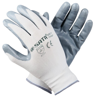 

SATA FS0403 labor insurance gloves nitrile wear palm dipped rubber coated non-slip gloves comfortable breathable dust-proof work gloves 9 inches