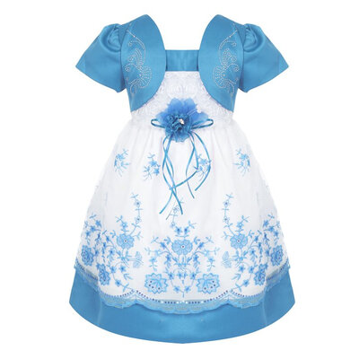 

Baby Girl Kids Children Sweet Slash Neck Cap Sleeve Patchwork Floral Sequined Bubble Dress