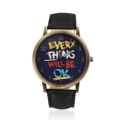 

Ретро мультфильм граффити Джинсовый Кожаный Кварцевые часы "Все будет хорошо"