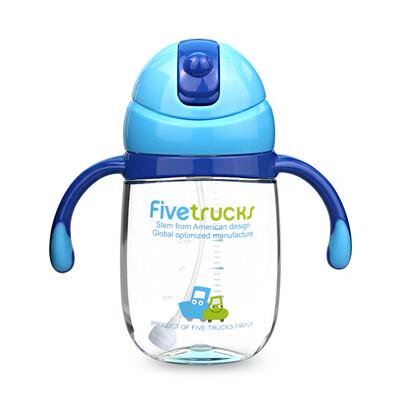 

Five Small Trucks Five Trucks Baby Learning Cup Gravity Ball Penguin Children Cup Sippy Cup Training Drinking Kettle Leakproof Dropping Portable Student Blue 260ml
