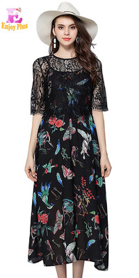 

XL -5XL плюс размер летом 2018 длинный шифон пляж платье женщин большой размер богемной бабочки печати элегантный середине теленка