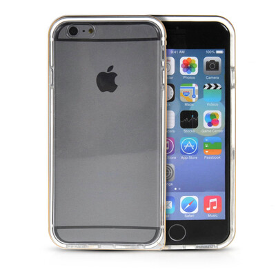 

MOONCASE бампер кадр + Мягкие гибкие силиконовый гель ТПУ Оболочка задняя крышка чехол для Apple IPhone 6 Plus Серебряный