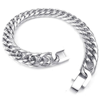 

Hpolw Mens Stainless Steel Bracelet, Link Chain, Silver