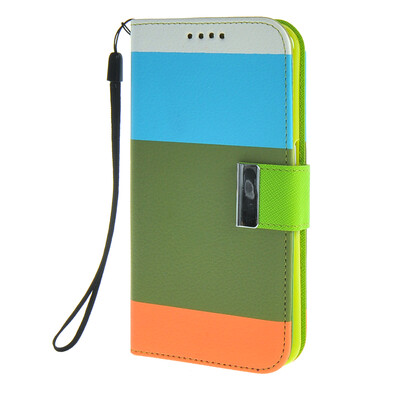 

MOONCASE чехол для Samsung Galaxy S6 Stripe spell color Flip Wallet Card Slot Stand Pouch Leather Cover