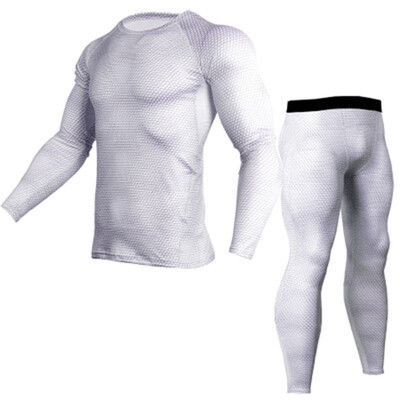 

2018 Fitness Tight Sport Suit Men Long Sleeve Shirt Pant Mens Running Set Compression Gym Clothing Quick Dry Mens Sportswear