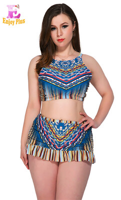 

3XL 4XL 5XL plus size chest 95-124cm new summer 2018 women bikini big size vintage print swimsuit two piece set