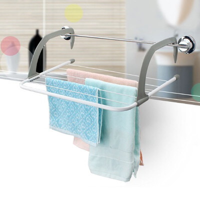 

Practical Folding towel holder hanger Storage rack Organizer drainer shelf for Balconies parapets window