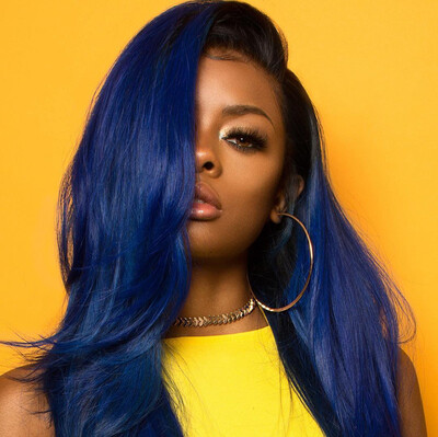 

Blue bob hair lace front wig virgin hair wig