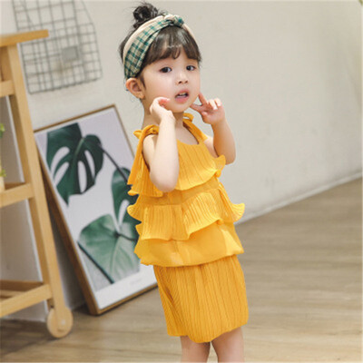 

2017 fashion Baby girl Clothes Sets Summer Baby Flowers Clothing Sets VestPants kids Children Clothes outfit