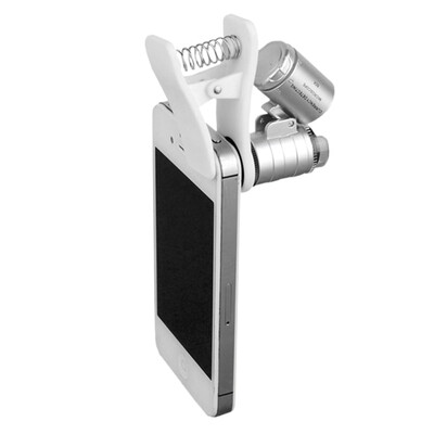 

Mini Money Tester 60X Pocket Microscope Magnifier Loupe Glass LED Light UV Silver