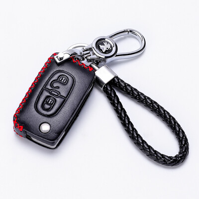 

KING ETING Peugeot Key Case Leather Key Case 408 307 3008 308 4008 Special Car Keychain D Style Red