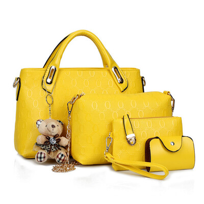 

4 Pcsset Ladies Embossed Bear Printed Package Shoulder Bags Messenger Bag Handbags