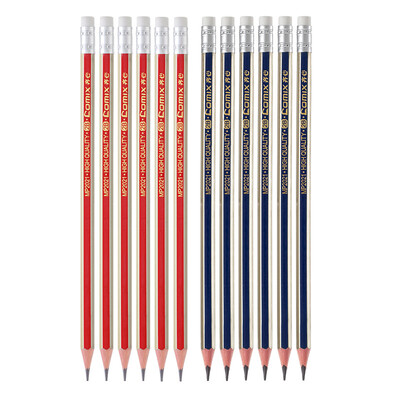 

Qixin COMIX Hexagonal Wood Pencil with Wipe Head Advanced Writing 2B Pencil Student Pencil 12pcsBox MP2021