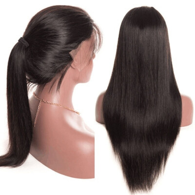 

26" Ponytail Straight Full Lace Wig Glueless Long Straight Human Hair Wigs