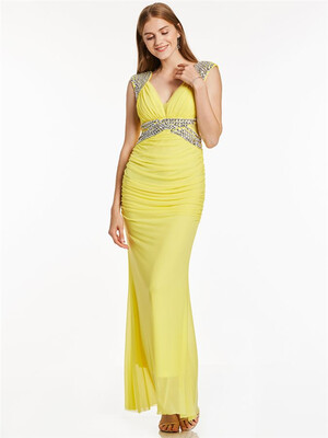 

CAZDZY Вечернее Платье С V-образным Вырезом и Бисером