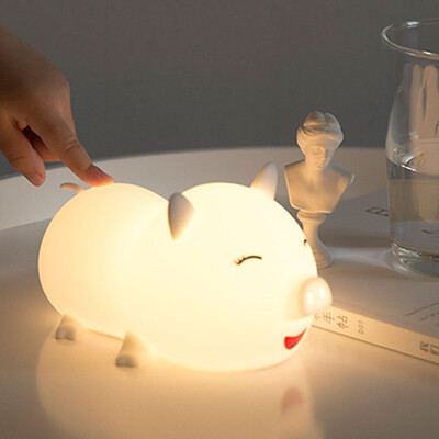 

Electric fox DIANHU Dudu pig silicone lamp night light colorful with sleep light soft light with sleep beat sensor silicone light Valentines Day gift female male birthday gift for children