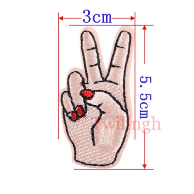 

1Pcs Gesture Hand Patches Iron On Embroidered Patch Applique Sewing Fabric Repair Clothes Patch Stickers Garment DIY Accessories