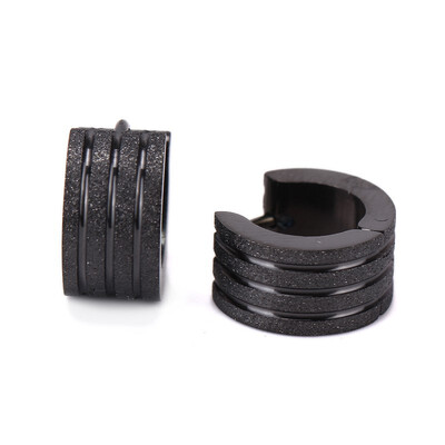 

Cool Stainless Steel Ear Studs Hoop Rhinestone Earrings Mens Womens 1 Pair GUN BLACK