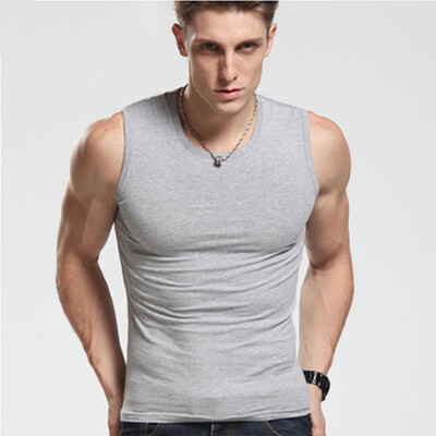 

2018 new mens wide-shouldered vest cotton sleeveless waistcoat sports stretch fashion fitness vest jacket men