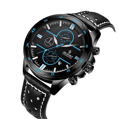 

Sports Watches For Men Leather Band 30M Waterproof Chronograph Wrist Watch