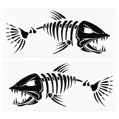 

2 Pieces Fish Teeth Mouth Stickers Skeleton Fish Stickers Fishing Boat Canoe Kayak Graphics Accessories