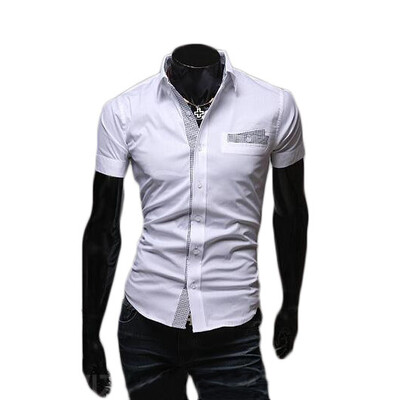 

Zogaa New Men's Shirt Matching Color Slim Short Sleeve