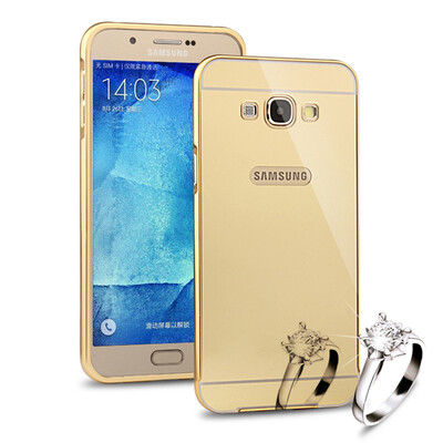 

MOONCASE Metal Frame Edge Mirror Back 2 in 1 Thin Case Cover for Samsung Galaxy A8