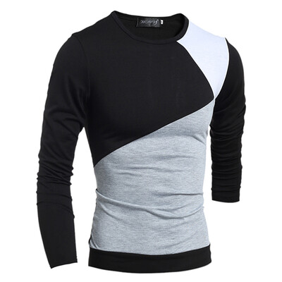 

Zogaa New Men's T-shirt Fashion Patchwork Korean Slim Long Sleeve