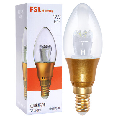 

[Jingdong Supermarket] Foshan Lighting (FSL) LED tip water crystal lamp energy-saving light bulb small mouth E14 warm white 3000K 3W Pearl gold
