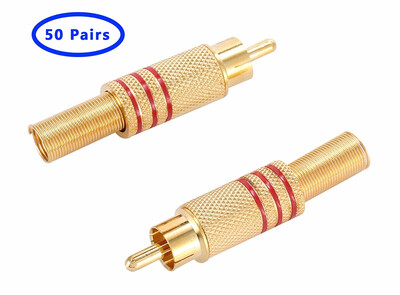 

COOLM 100pcs RCA Connector Male jack Plug AV Plugs for PC Audio Vedio DIY Parts Gold Red Metal Spring