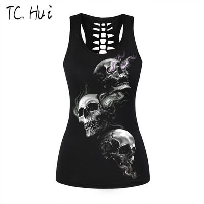 

2018 Skull Womens Tank Tops Fashion Print Women 3D Vest Top Camisole Tank Womens