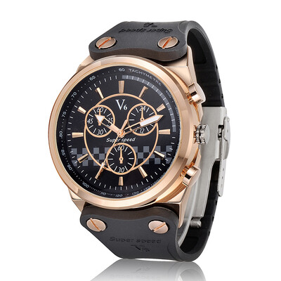 

V6 Brand Relojes Masculino Wristwatch Men's Casual Quartz Watch Men Military Watches Sport Leather Wristwatch Hours Clock V0252B