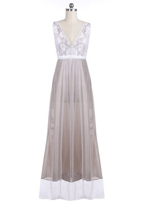 

Stylish Lady Sexy Womens Deep V-neck Backless Sleeveless Full Dress Long Gown