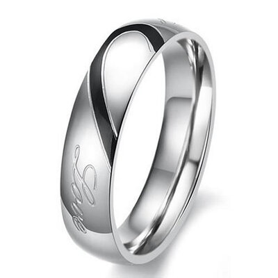 

Hpolw Mens Womens Brand Jewelry Stainless Steel Lettering Ring Ring "Real Love" Couples silver Wedding rings