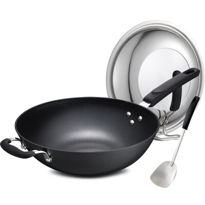 

Jingdong supermarket] Ai Shida 32CM a new generation of cast iron rust can not wok WG8332QB healthy uncoated cooking pot wok to send shovel