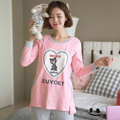 

Arctic velvet 3883 Pregnant women month clothes Spring and autumn clothing out of service feeding breasts pregnant women pajamas suit cotton postpartum women home service floral