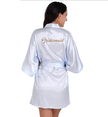 

Short Robe Bride Bridesmaid Silk Satin Kimono dressing Gown Sleepwear Bathrobe