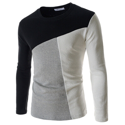 

Hot Sale New 2015 Spring Listing Mens T-Shirt Brand England Style Patchwork Color Long-Sleeve Shirt Men Tees