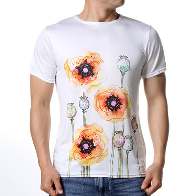 

Men&39s MultiColor 0-Neck Casual Flower Printed Tee Short Sleeves T-Shirt