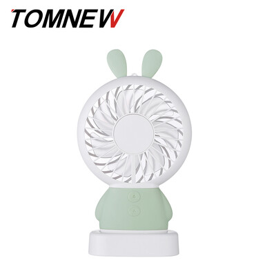 

TOMNEW Mini USB Fan Portable Rechargeable Table Desk Linglong Rabbit Handheld Personal Handy Fan LED Light for Travel with Sling