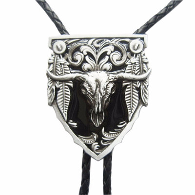 

Vintage Black Enamel Long Horn Bull Bolo Tie also Stock in US