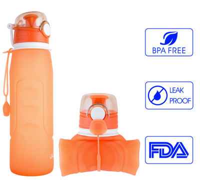 

iKiKin Collapsible Bottle Silicone Leak Proof BPA Free Portable Lightweight Water Bottle 1000ML 35fl OZ