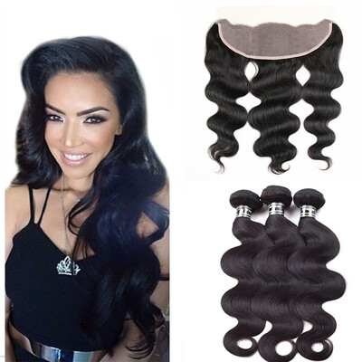 

7A Virgin Malaysian Hair 3 Bundles With Lace Frontal Body Wave Hair Beautiful Unprocessed Human Hair Tangle Free Fashion Style