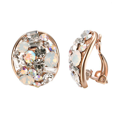 

Yoursfs Clip On Earrings with Round Austrian Crystals 18k Rose Gold Plated