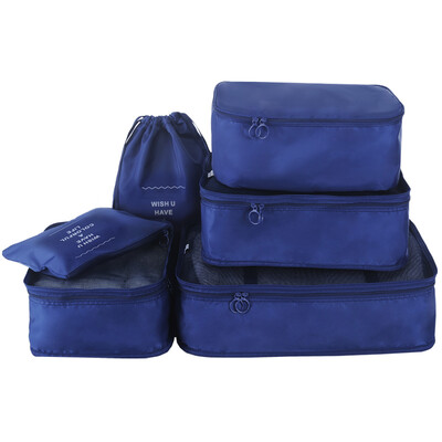 

Space superior travel storage bag 6 sets of luggage clothing finishing bags Navy