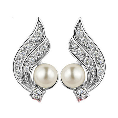 

Yoursfs® 18K White Gold Plated Love Wing Gray Pearl Earring Use Austrian Crystal Fashion Jewelry