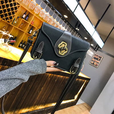 

Vintage Ladies Casual Bags Multicolor Cross Shoulder Bag Lock Mini Square Bag