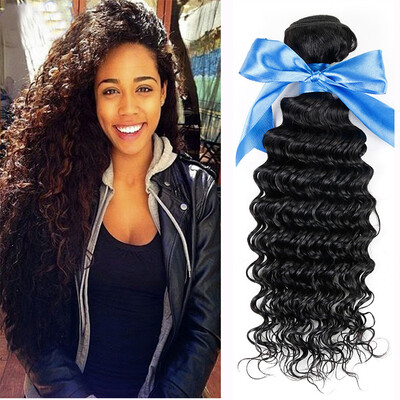 

WYF Deep Wave Virgin Hair 3 Bundles Дешевые бразильские волосы глубокой волны Естественный цвет