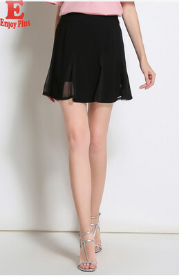 

M L XL XXL 3XL 4XL 5XL plus size chiffon casual new summer 2018 mini skirt women big size black A line elastic waist elegant